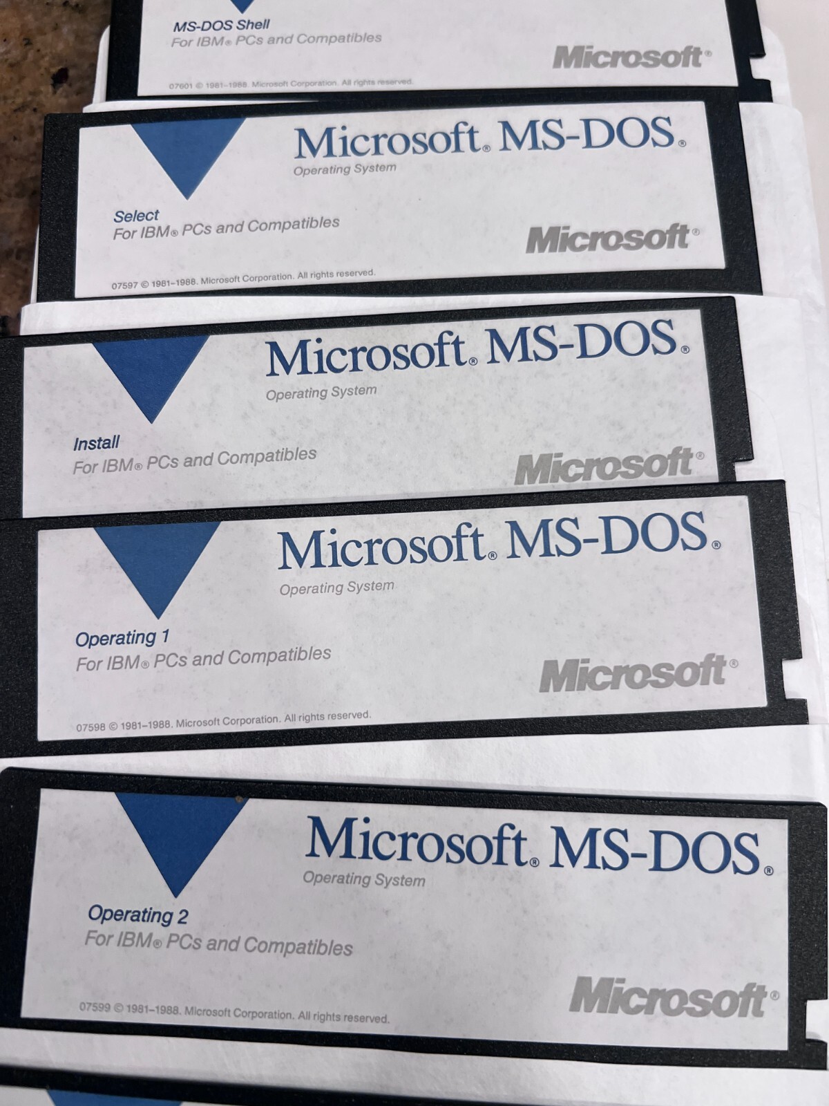 1988 Microsoft 4.01 MS-DOS Operating System (6) 5.25″ Floppy Disk Set