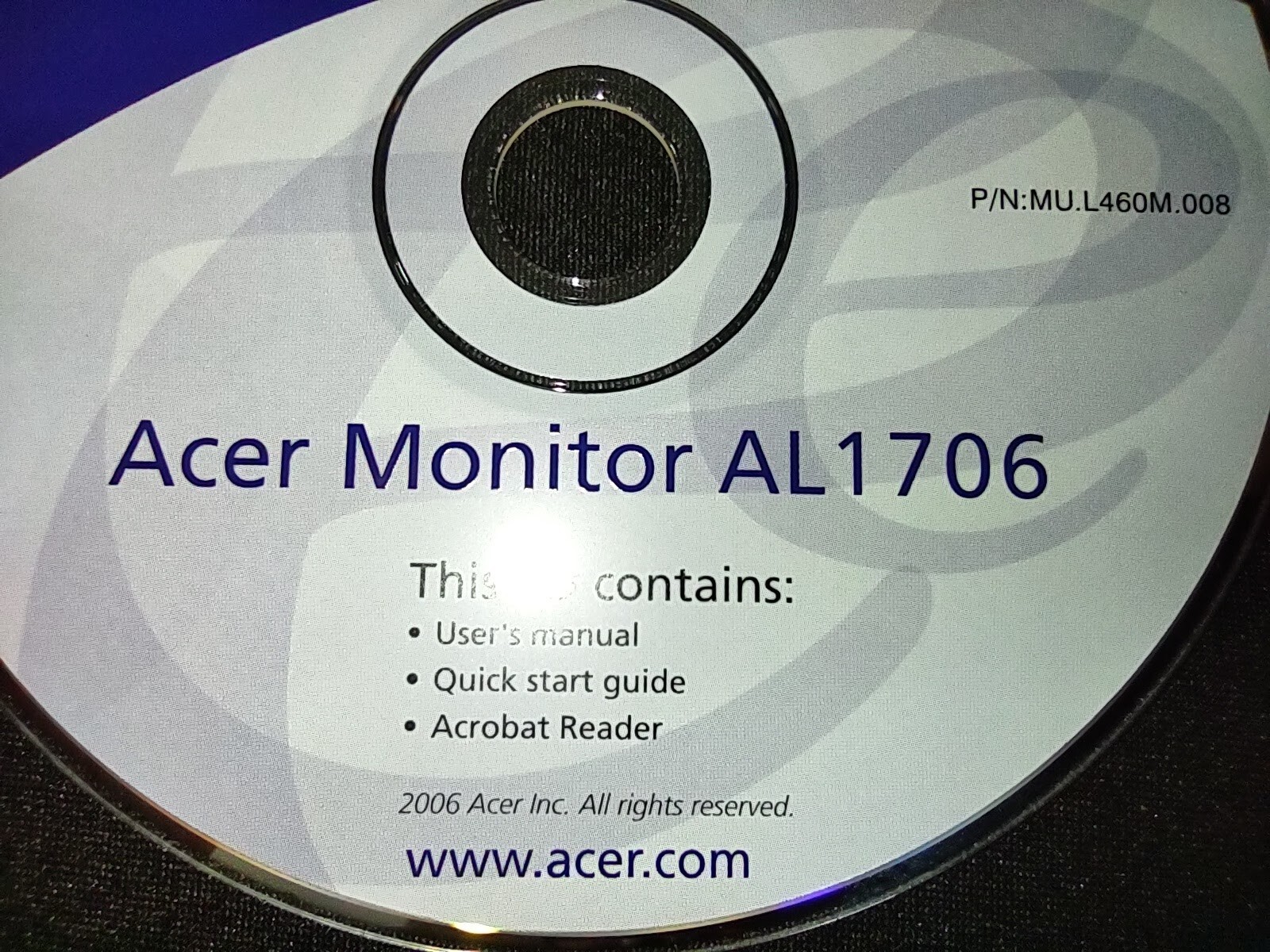 Acer LCD Monitor AL1706 Bundle Lot – CD Disc User Manual Quick Start Guide Docs