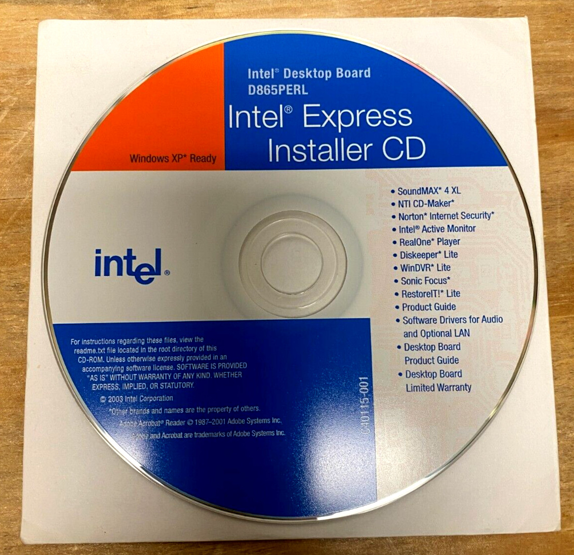 Intel Express Installer CD for Desktop Board D865PERL (Windows XP) – Vintage!
