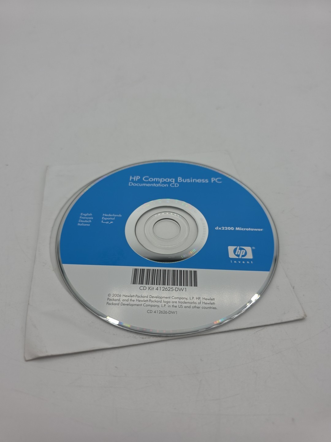 HP COMPAQ DOCUMENTATION BUSINESS PC 412625-DW1 DX2200 Microtower CD-ROM