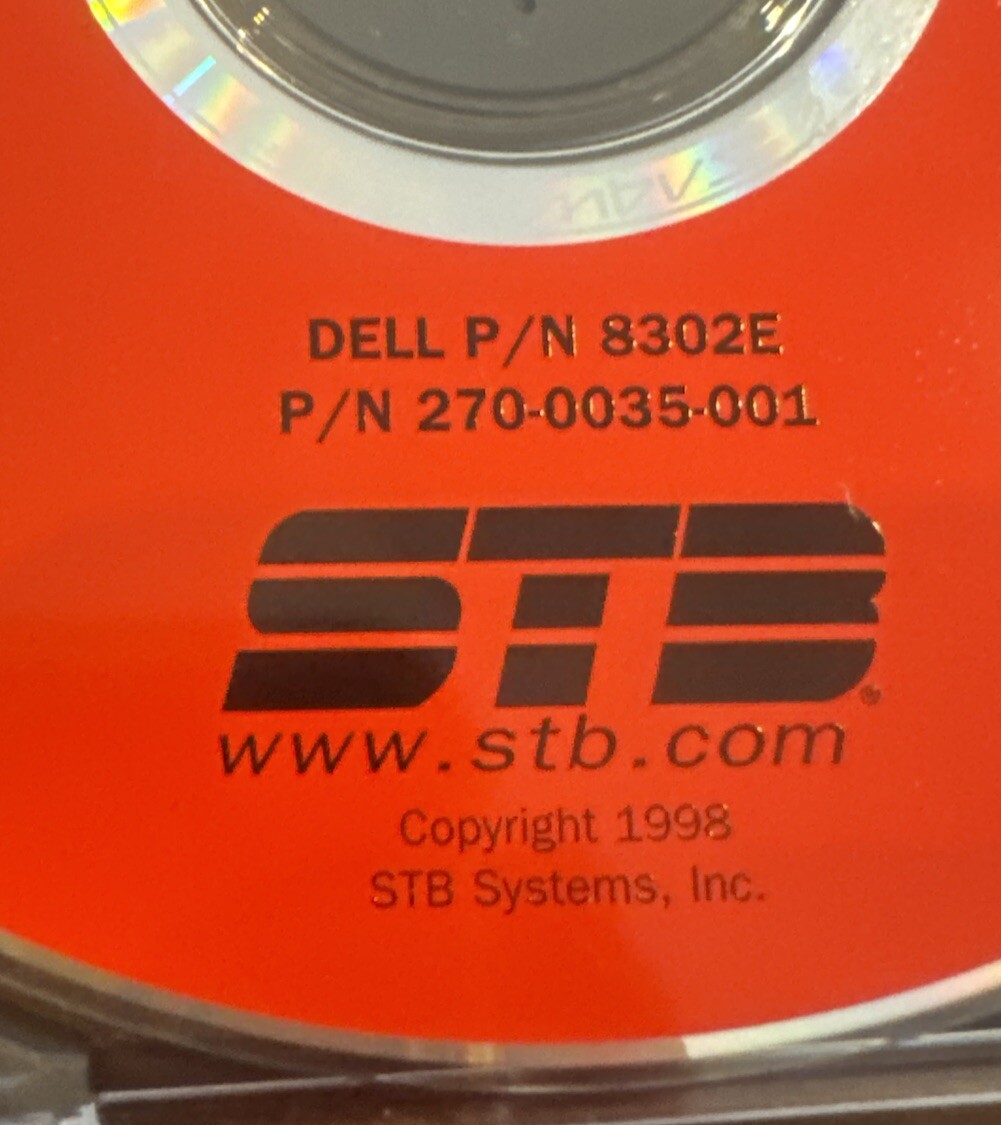 DELL STB Nvidia ZX 8MB – Driver CD – Dell p/N 8302E – P/N 270-0035-001 Win 95 98