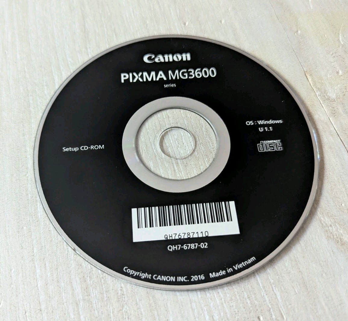Canon PIXMA MG3600 Series Setup CD-ROM Driver Software U1.1 QH7-6787-02