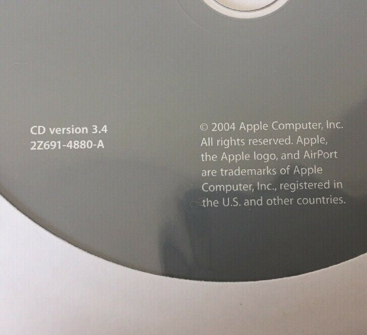 2004 Macintosh Mac AirPort Extreme 3.4 Application Software Installation CD Disc