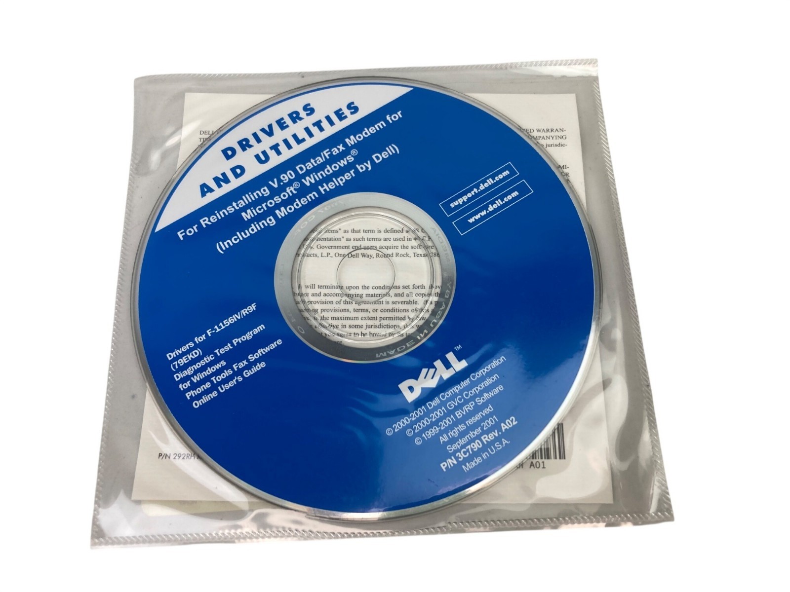Dell Drivers & Utilities CD For V.90 Data/Fax Modem Reinstallation For Windows