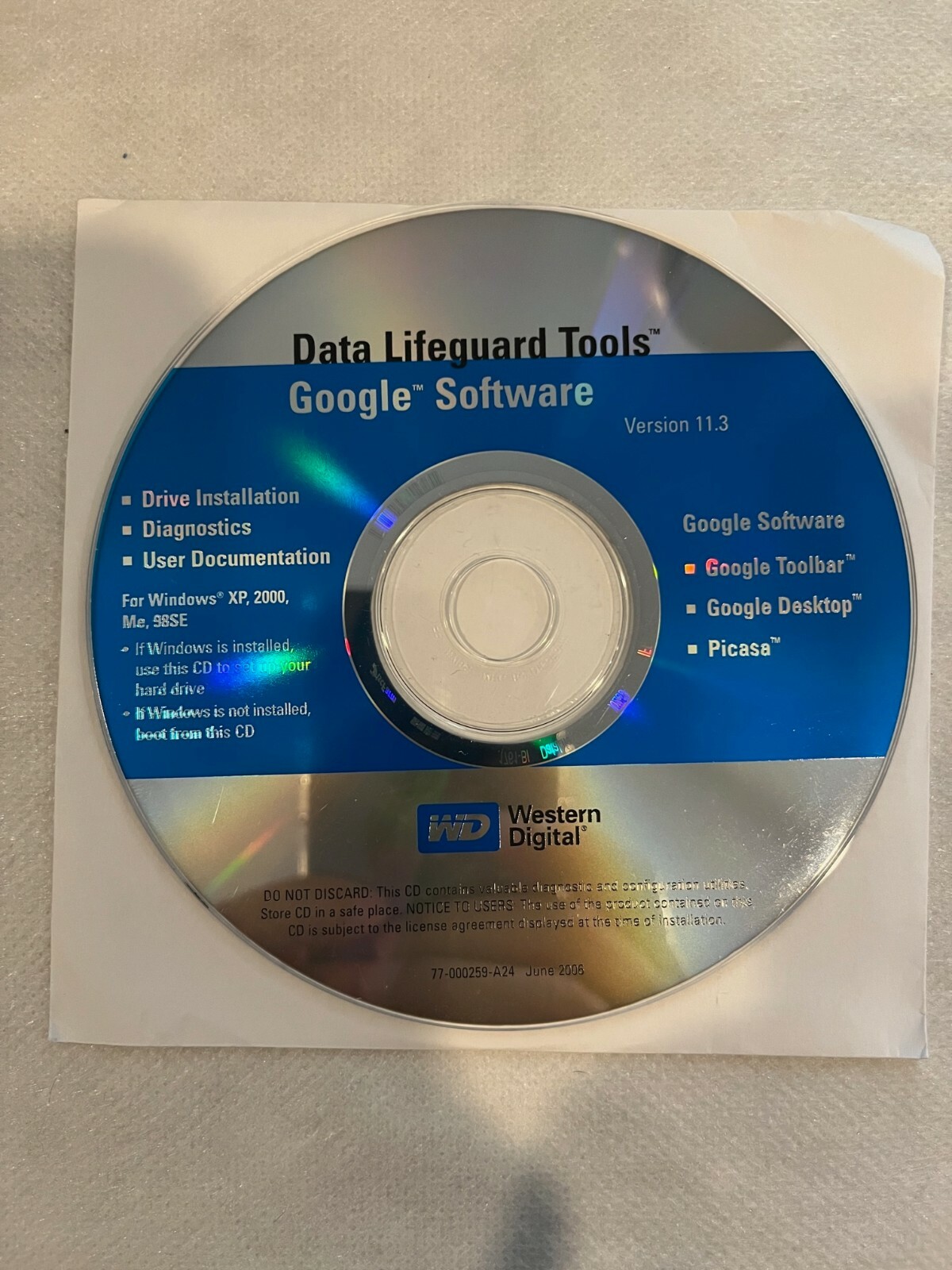 Western Digital Data Lifeguard Tools – Google Software Version 11.3