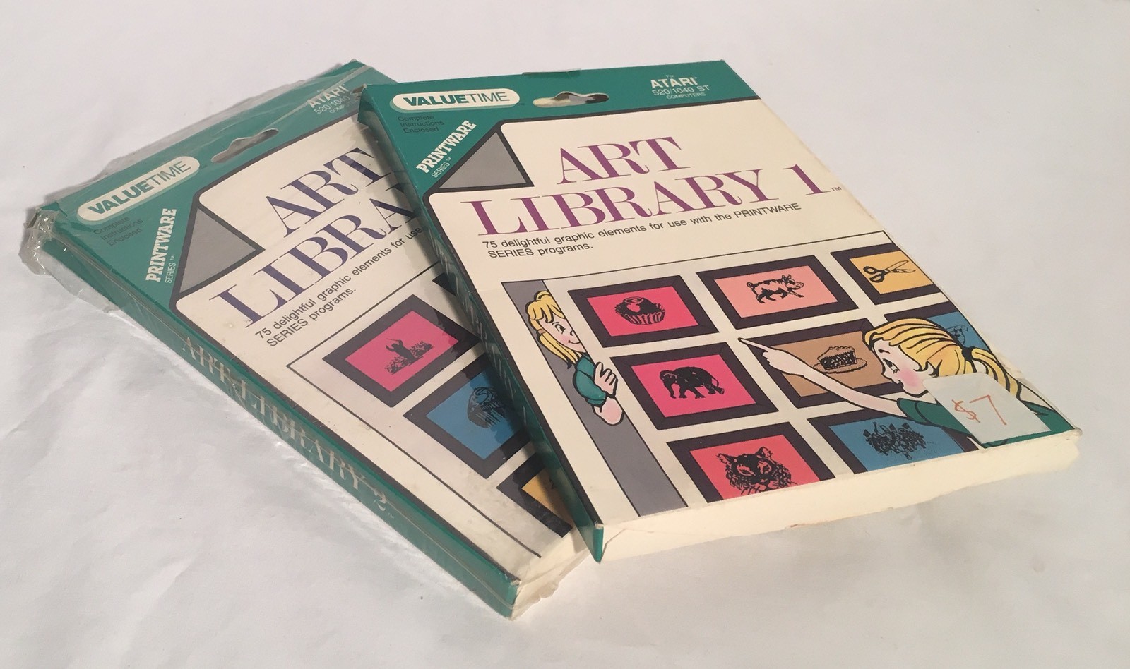 ART LIBRARY 1 & 2 Atari ST 3.5″ Floppy Disk Software Boxed W/ Manual CIB