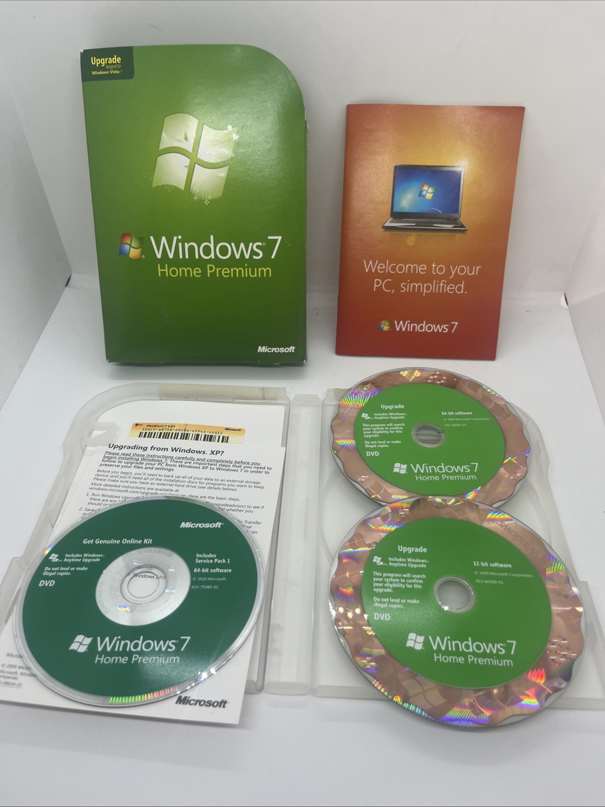 Microsoft Windows 7 Home Premium Upgrade 32 & 64 Bit DVDs MS WIN GFC-00020