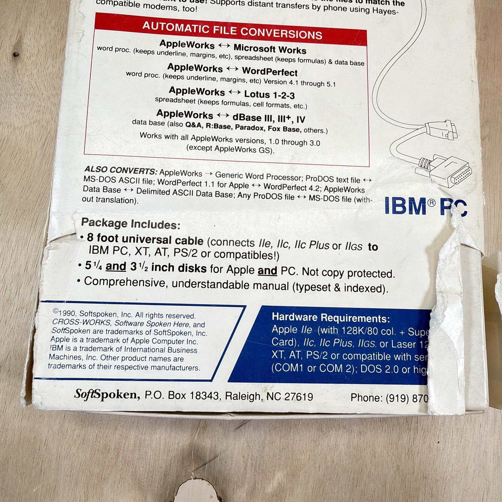 Vintage SoftSpoken Cross-Works Apple II IBM PC File Exchange Utility Disks Cable