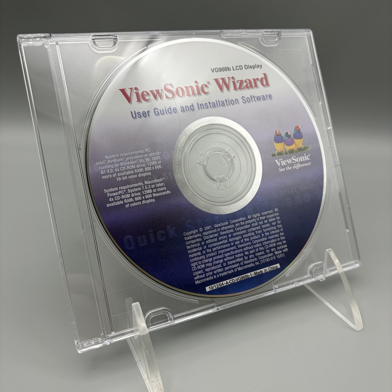 Vintage 2001 ViewSonic Wizard VG900b Monitor LCD Software Drivers CD-ROM Win Mac