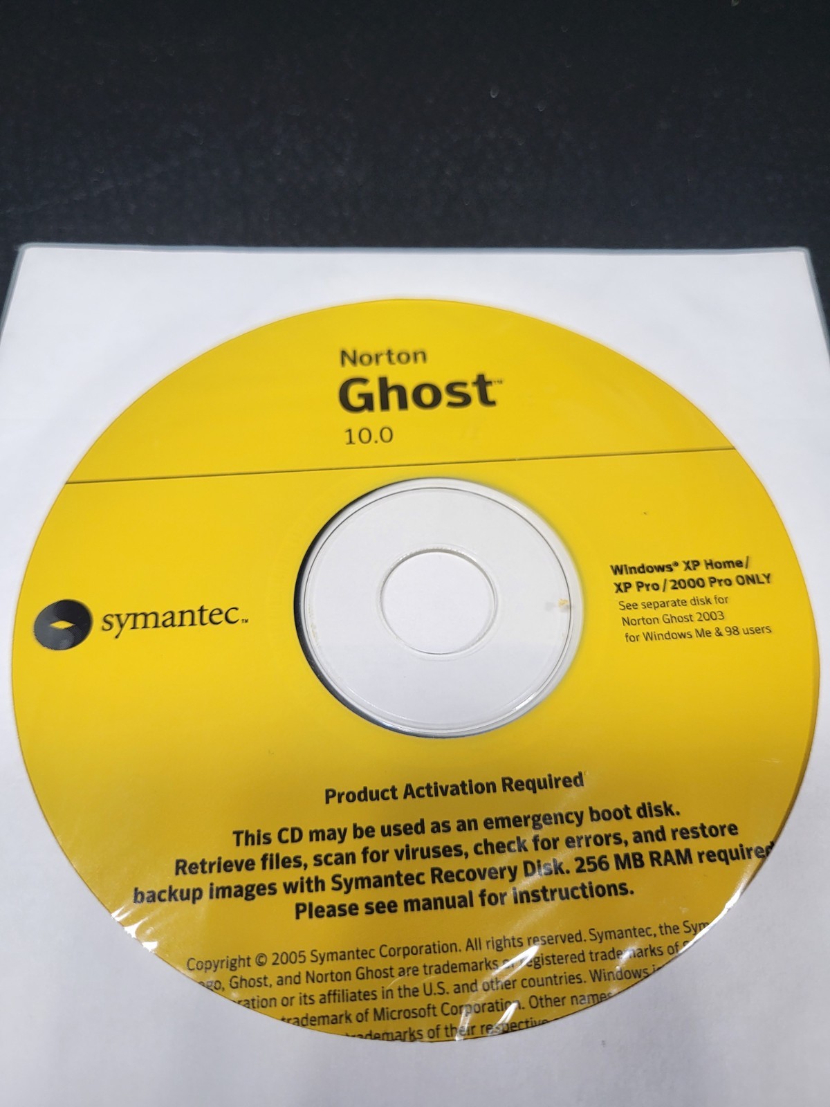 Norton Ghost 10.0 Dvd/CD Rare Vinatge Still Sealed Disc Only