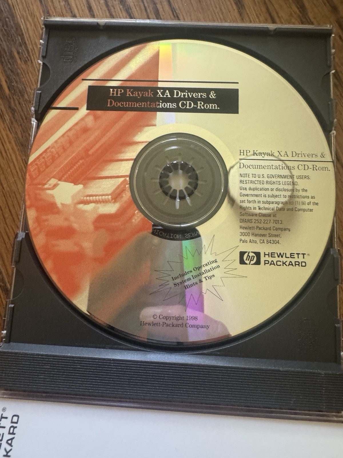 HP Kayak XA Documentation & Driver Recovery CD ROM Windows 1998 Software