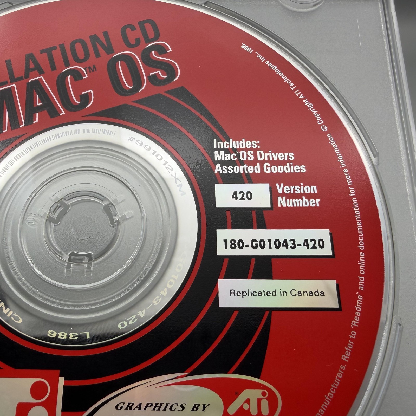 Vintage ATI Mac OS Install CD Drivers Rage Graphics Ver 420 180-G01043-420