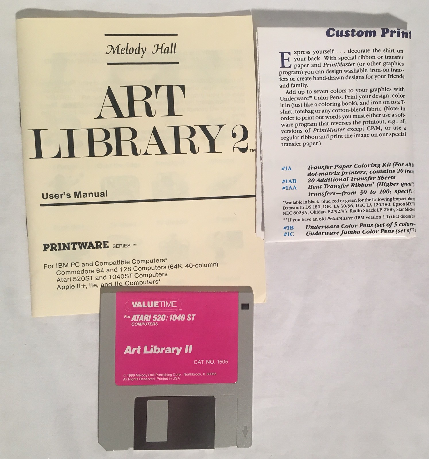 ART LIBRARY 1 & 2 Atari ST 3.5″ Floppy Disk Software Boxed W/ Manual CIB