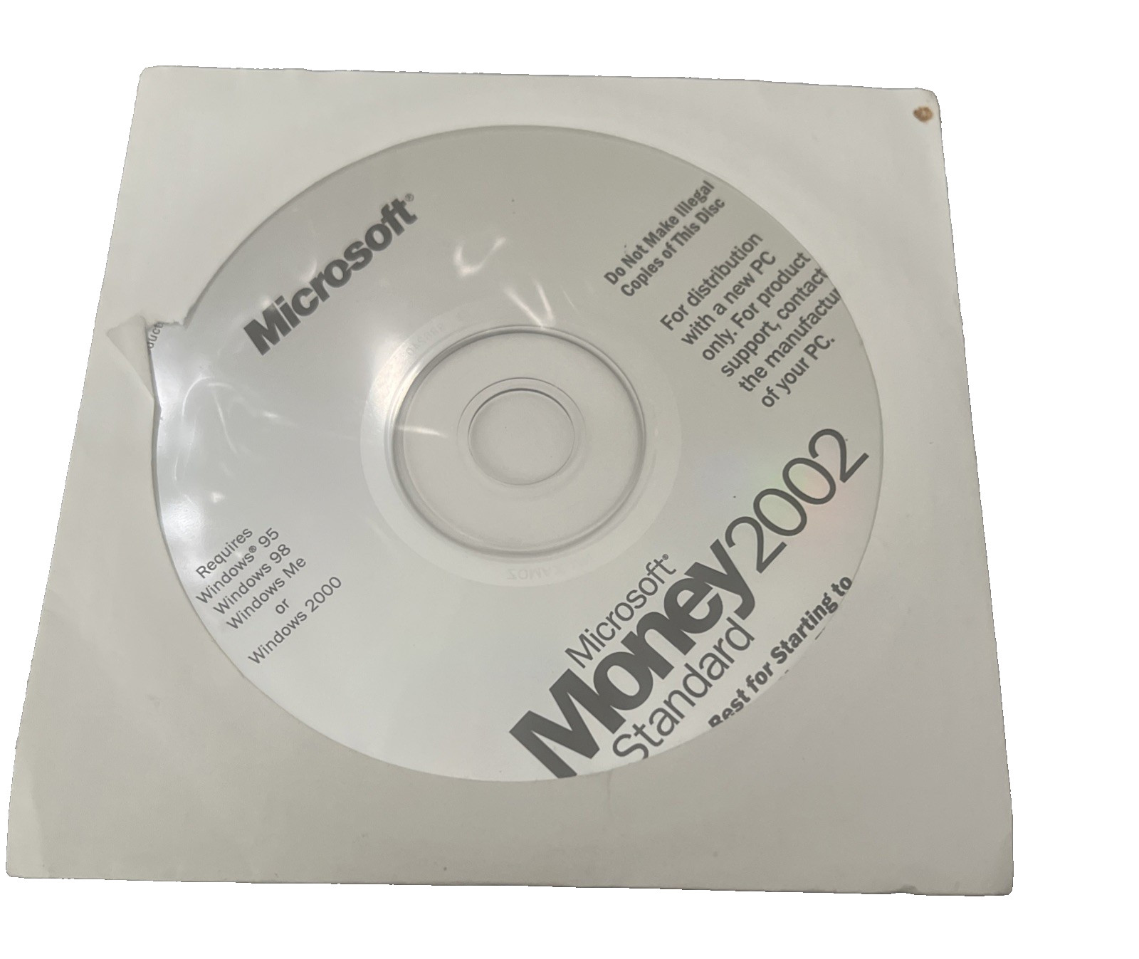 Microsoft Money 2002 Standard PC CD Financial Software Windows 95 98 ME 2000 NEW