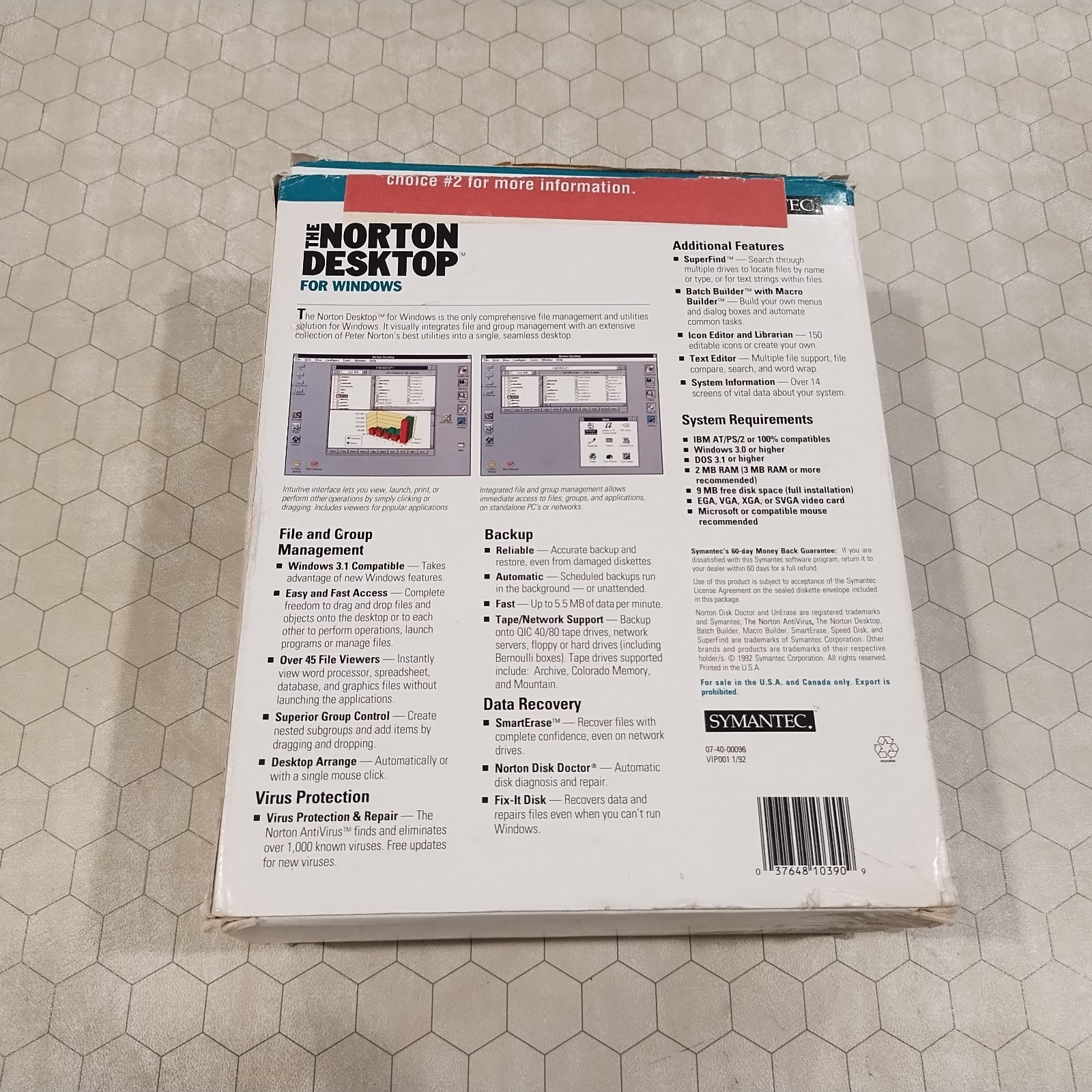 Norton Desktop for Windows 2.0, Symantec, IBM/PC, 3.5″ disks, 1992