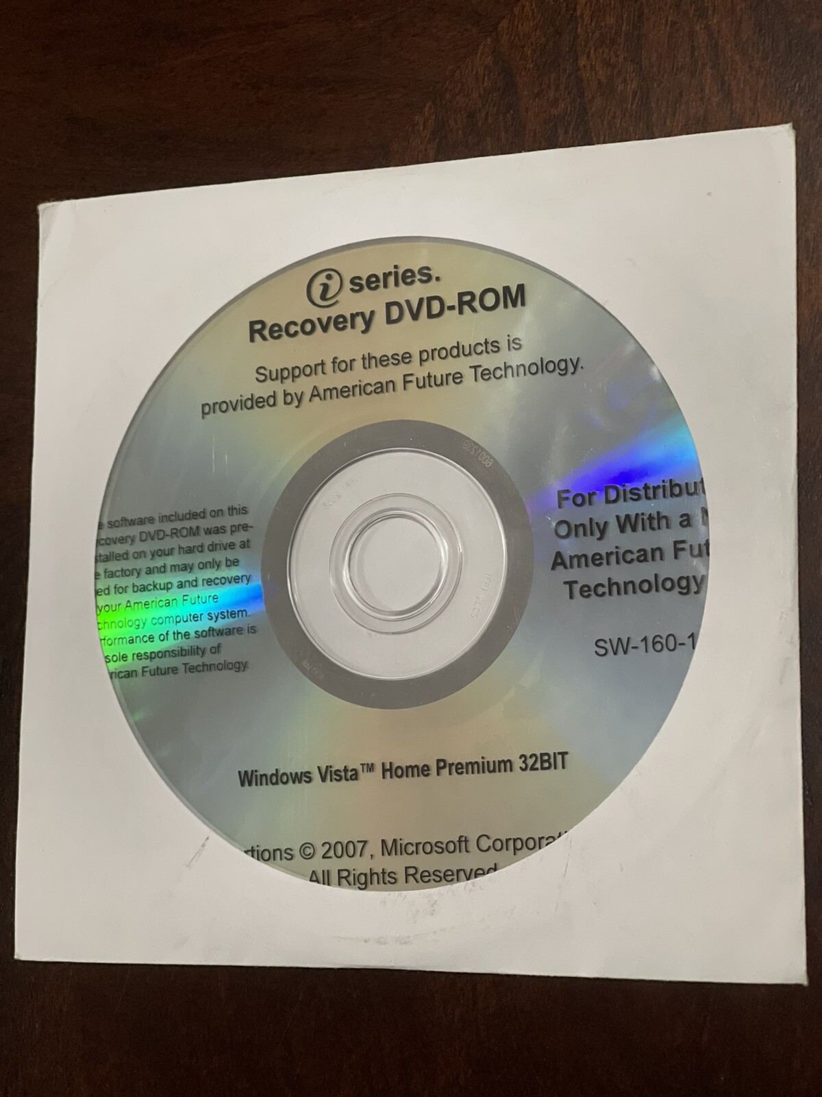 i Series System Recovery DVD Windows Vista Home Premium 32 Bit PC 2007