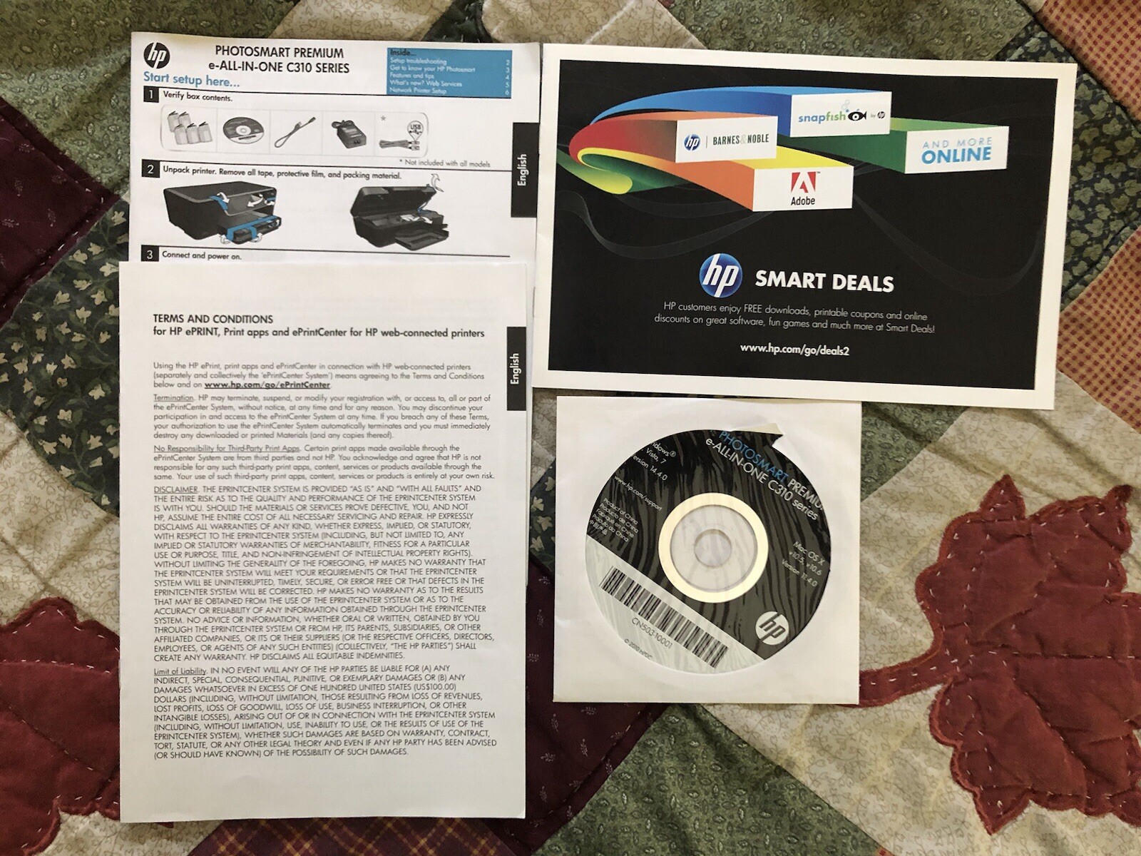 HP Photosmart Premium e-All In One C310 Series Printer Driver Disc & setup guide