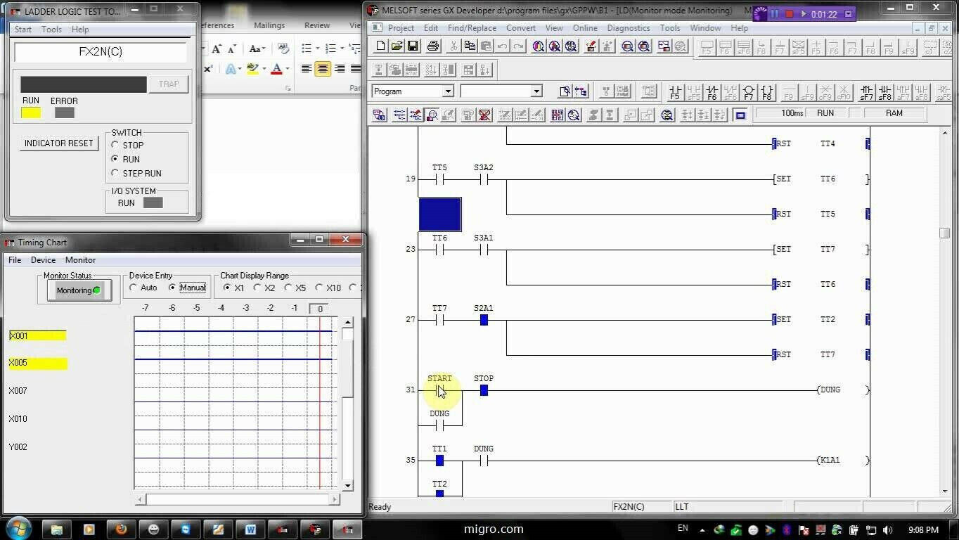 PLC Training Software Ladder Logic Learn to Program GX DEV Migro Course Lesson