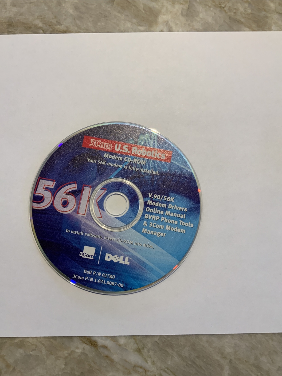 3COM DELL US ROBOTICS V.90 56K Modem Driver & Online Manual CD-ROM