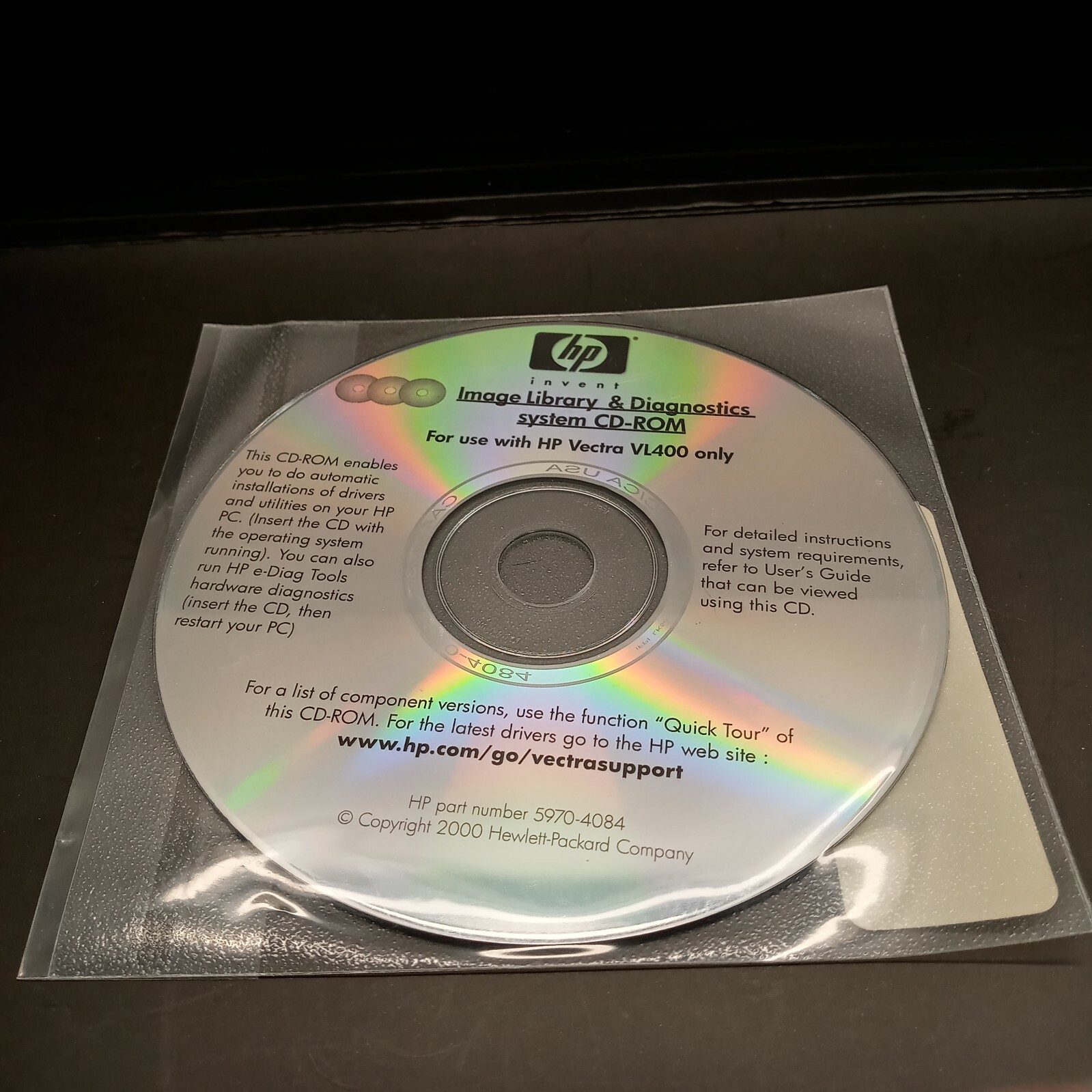 HP 5970-4084 VECTRA VL400 DRIVERS & UTILITIES IMAGE LIBRARY & DIAGNOSTIC CD-ROM