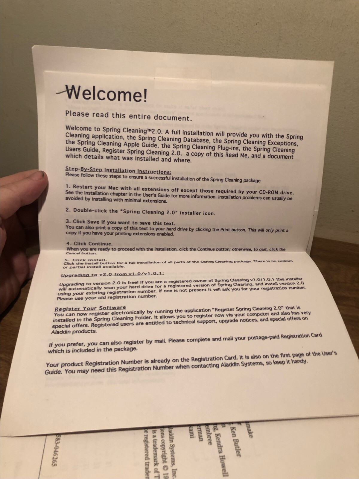 Aladdin Spring Cleaning 2.0 – 1997 Macintosh CD & Manual – System 7