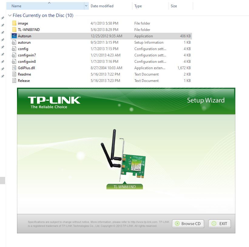 TP-Link TL-WN881ND 300Mbps Wireless N Adapter Resource CD