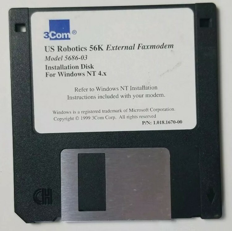 US Robotics 56K Extetnal Fax Modem Model 568603 Installation Diskette Windows NT