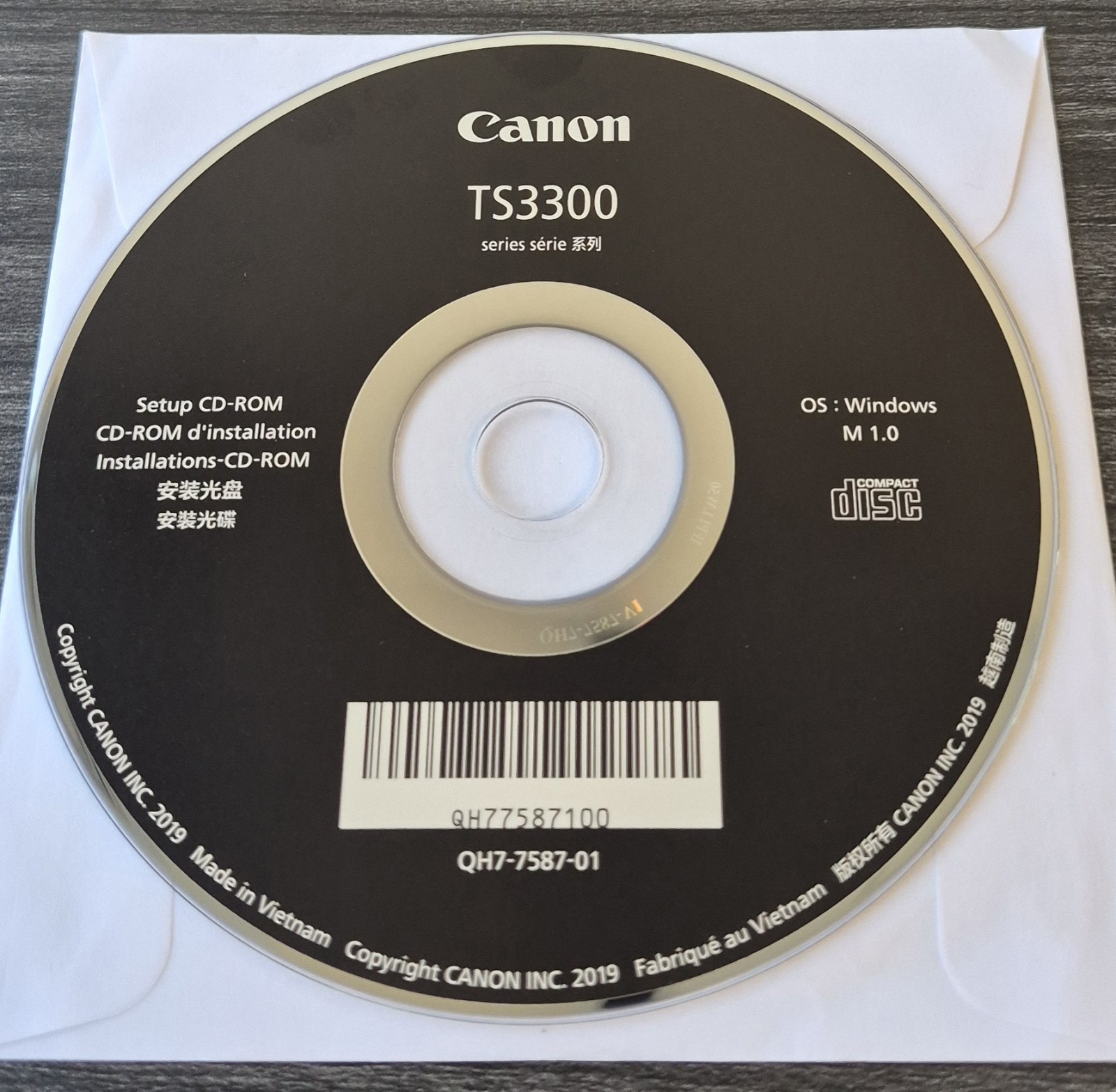 Canon TS3300 printer Setup CD-Rom – PC WINDOWS software – disc only – Fast Ship