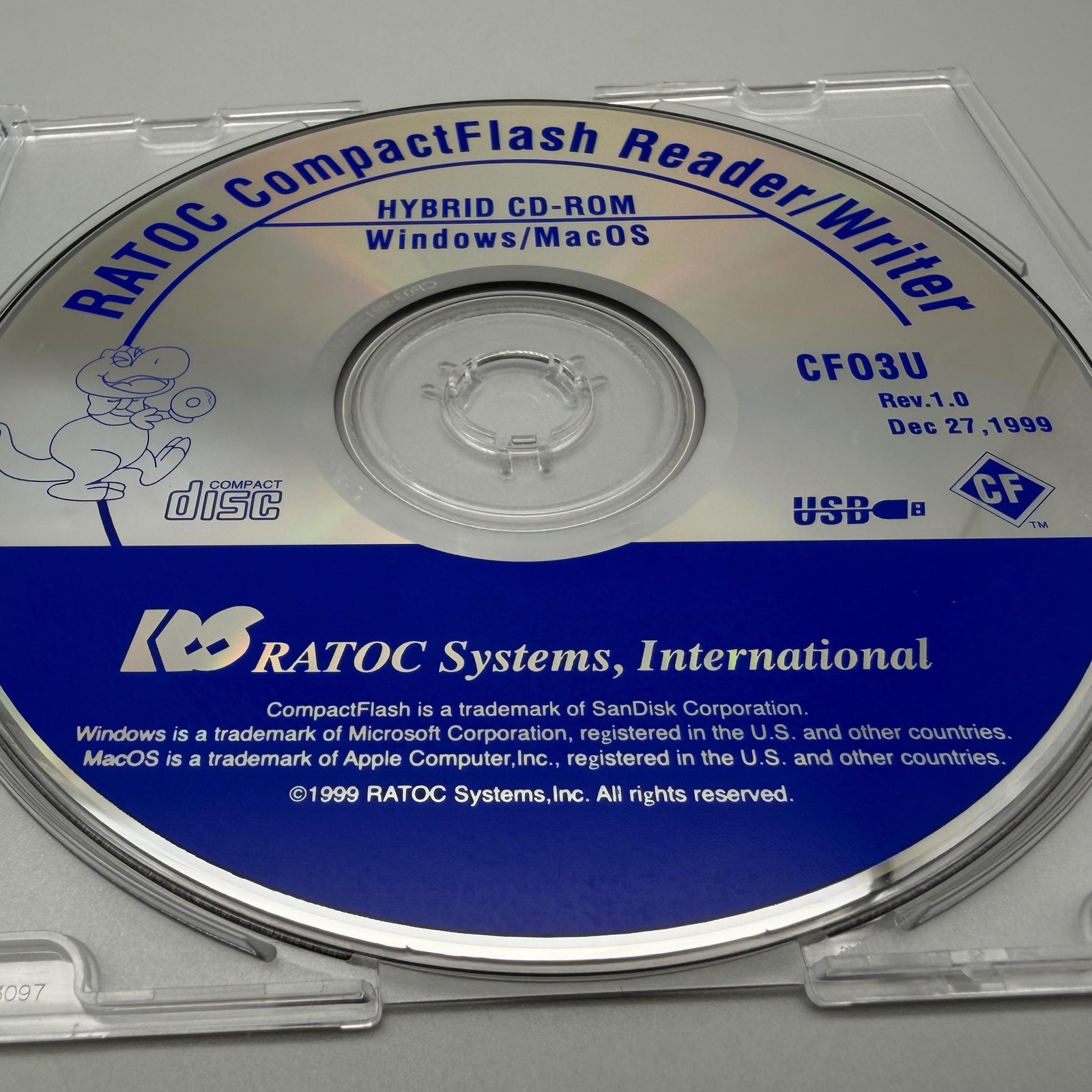 Vintage 1999 RATOC CompactFlash Reader/Writer CF03U Hybrid Driver CD Windows Mac