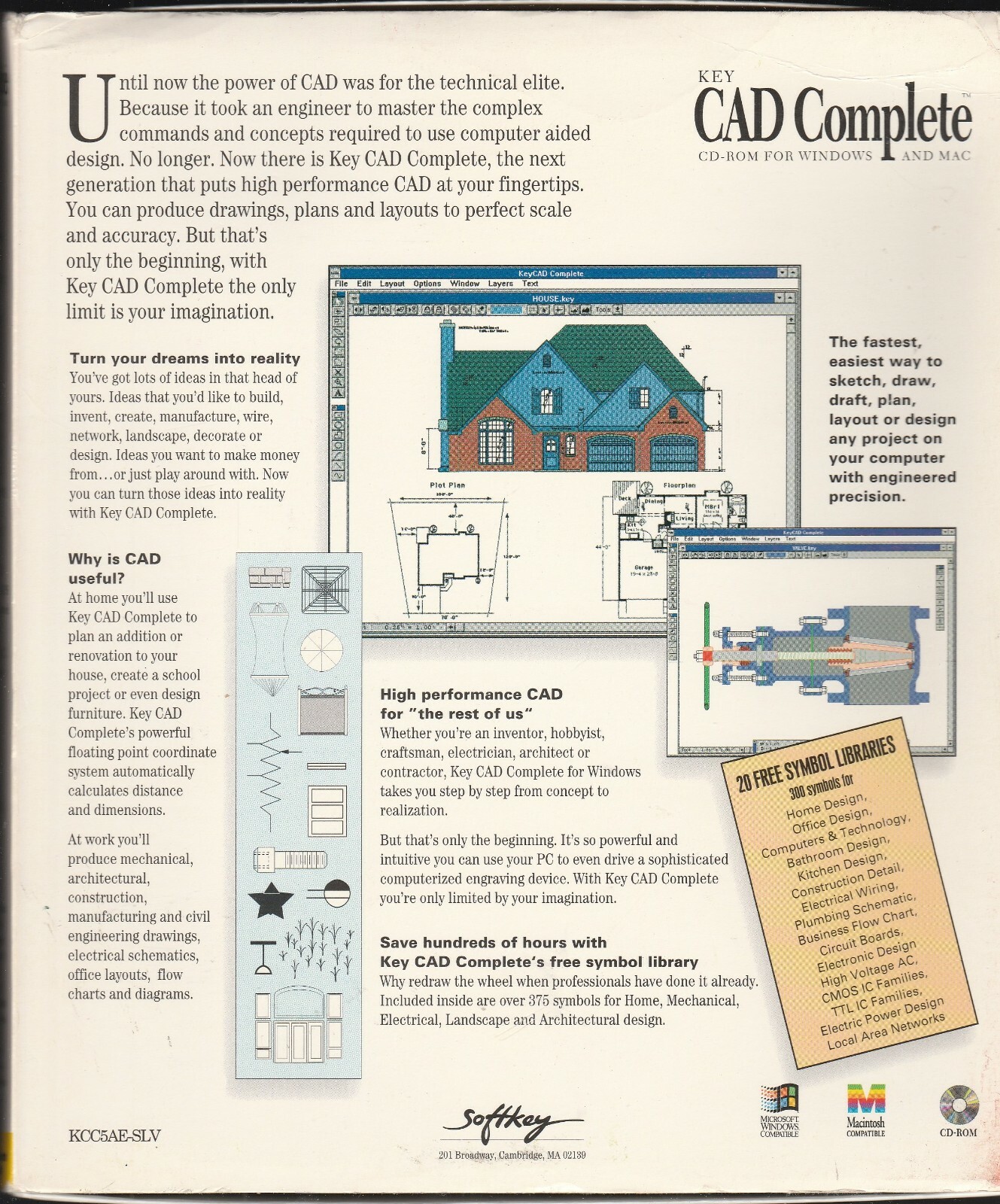 Key CAD Complete CD-Rom Software by Softkey for Windows 95 / 3.1 & MAC