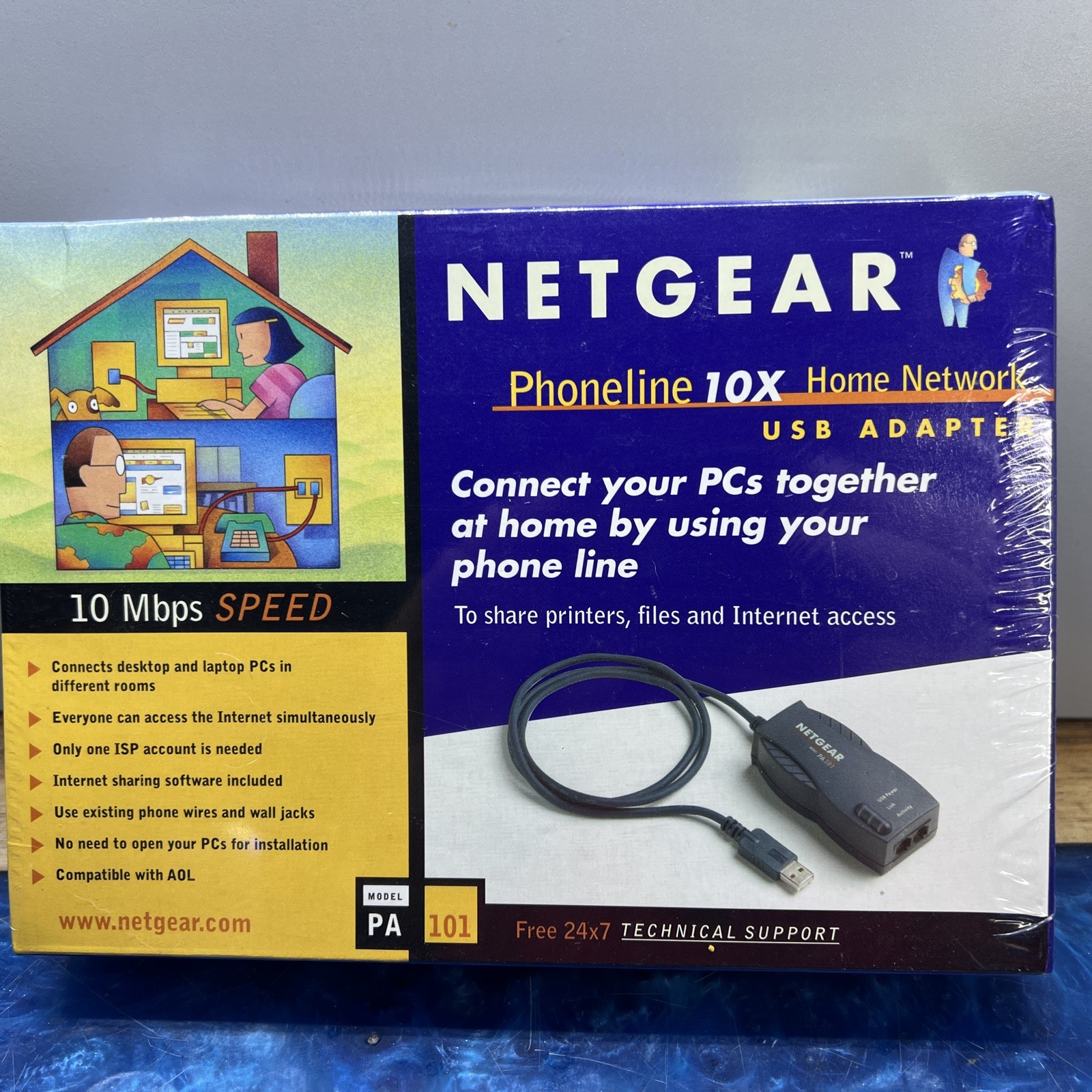 NEW Netgear PA101 Phoneline 10x Home Network USB Adapter SEALED IN BOX