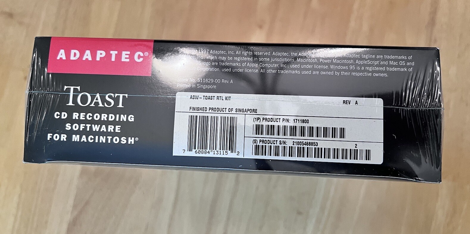 Adaptec Toast Recording Software for Mac Big Box CD Recording V 1.0 1997 Sealed