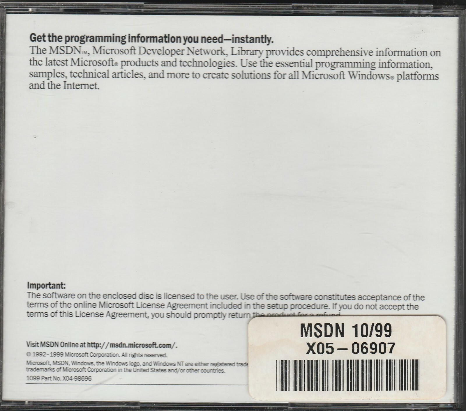Microsoft msdn Library October 1999 ~ CD-ROM
