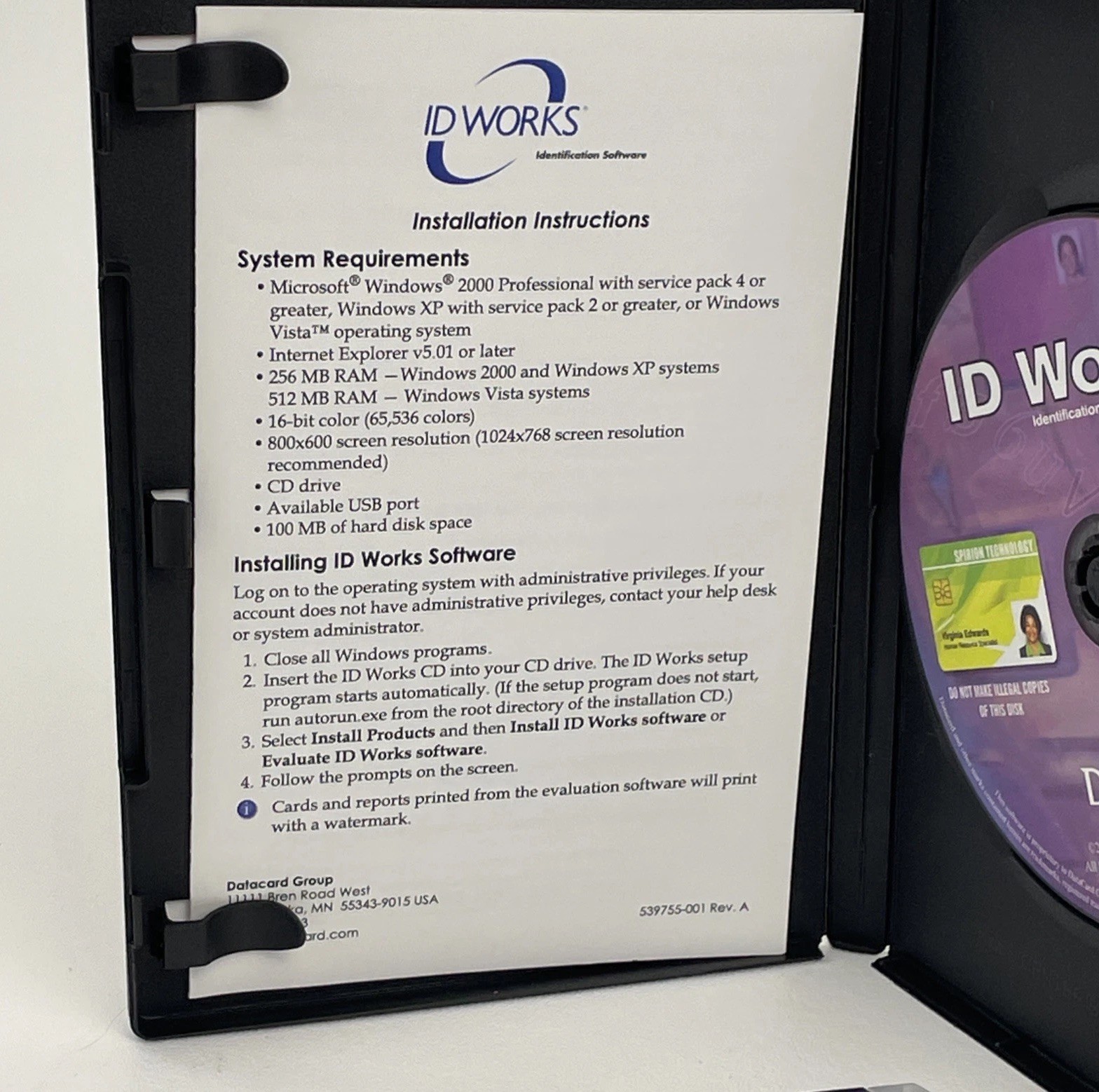 Datacard ID Works Standard v6.5 Identification Software CD & USB Dongle Key