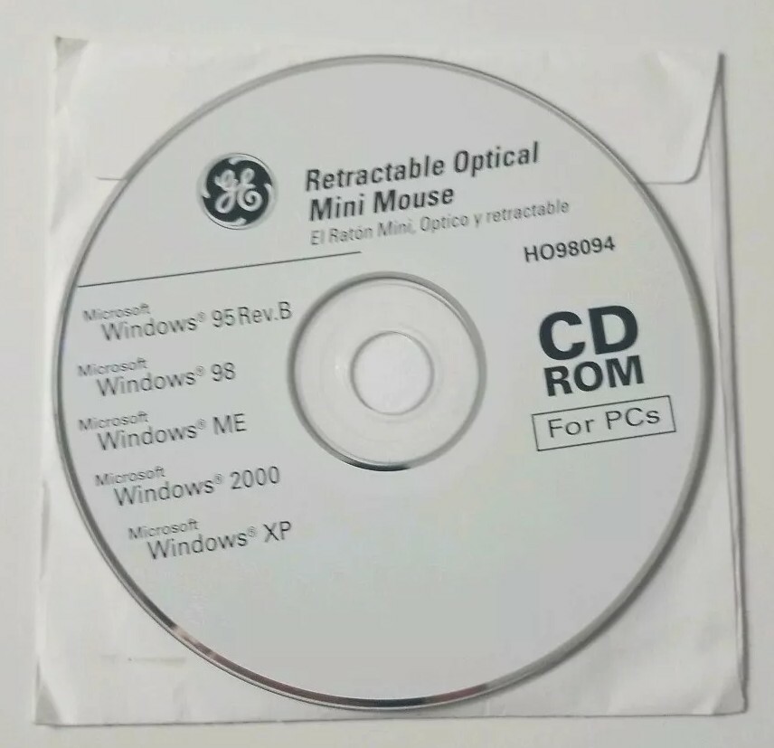 General Electric Retractable Optical Mini Mouse HO98094 PC CD-ROM