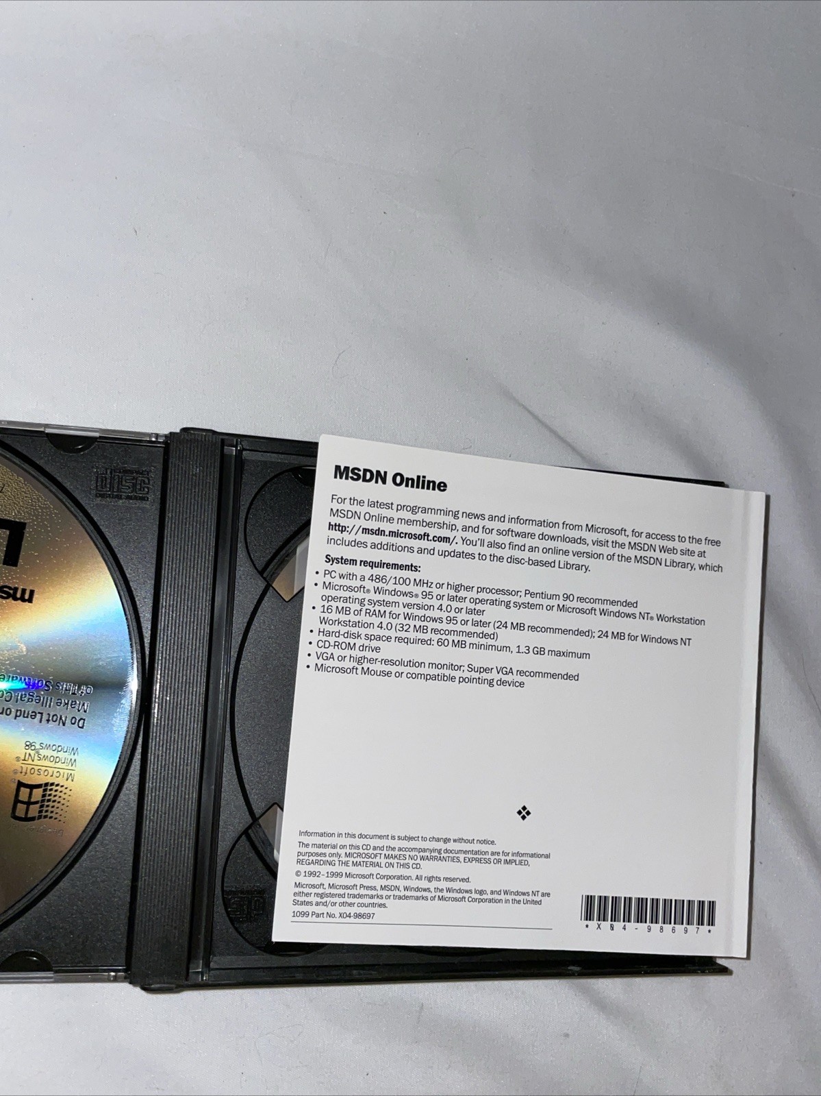 Microsoft msdn Library October 1999 ~ CD-ROM 3 Disc For Windows 98 NT