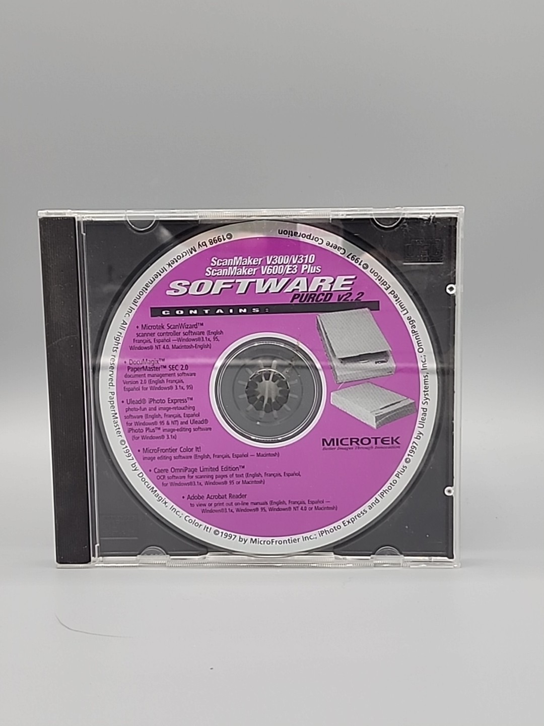 Microtek ScanMaker V300 V310 V600 E3 Plus Software CD PURCD v2.2 – Disc Only