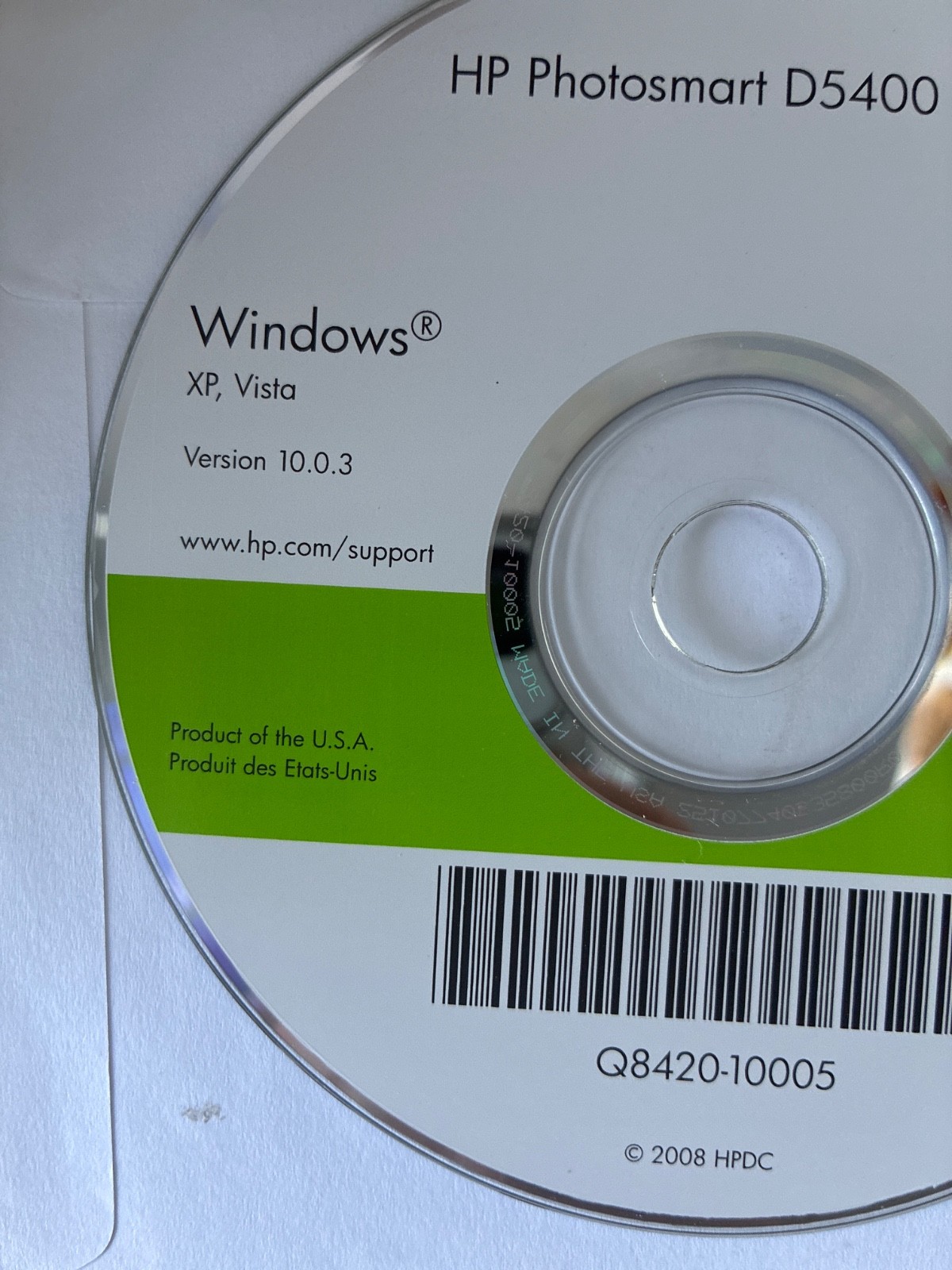 HP Photosmart D5400 Series Software Windows 10.0.3 MAC v 9.6 2008