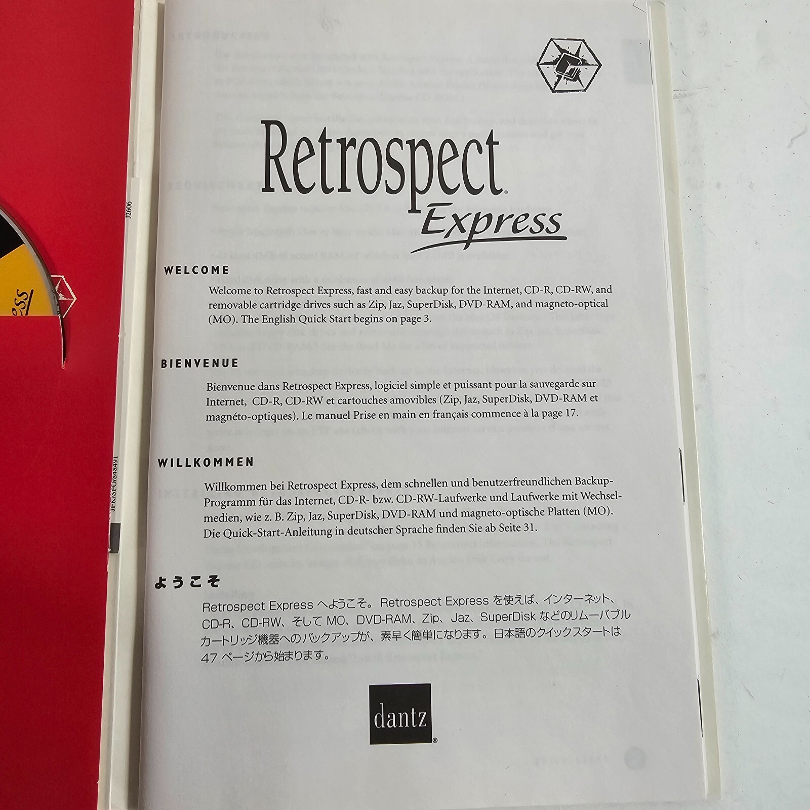 Dantz Retrospect Express 4.1 Vintage Software for Backing Up