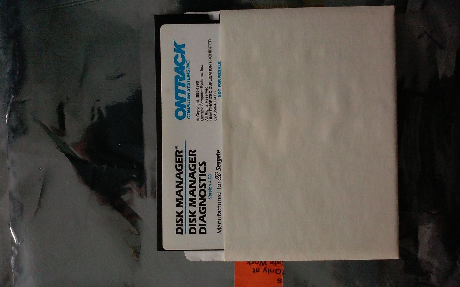 • ontrack disk manager 4.03 mfg for seagate 1990 Vintage