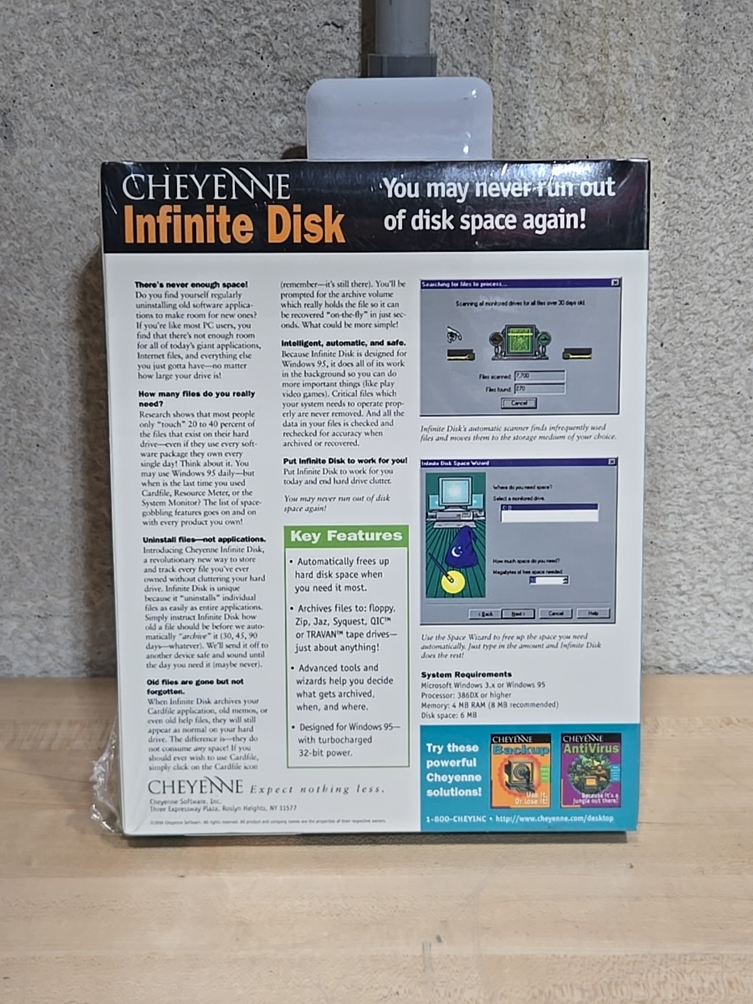 Vintage Cheyenne Software Inifinite Disk Windows 95 Stellar 1996 Big Box Sealed
