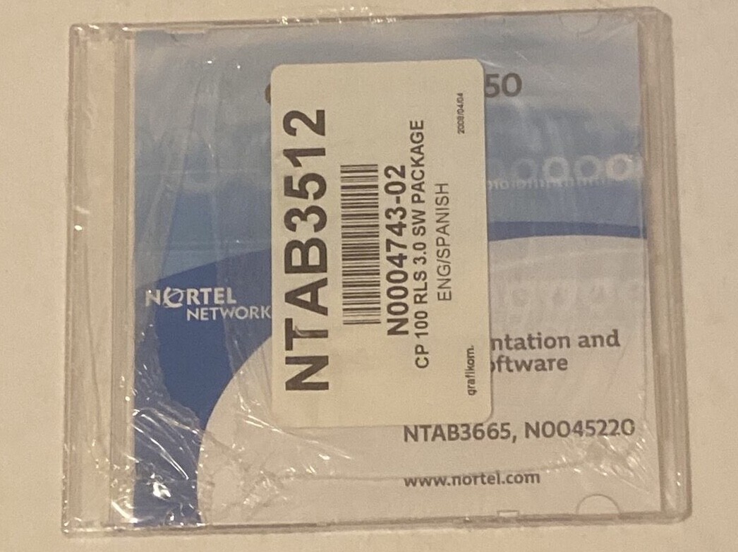 NORTEL NETWORKS CP 100 RLS 3.0 SW PACKAGE N0004743-02, NTAB3665 & N0045220