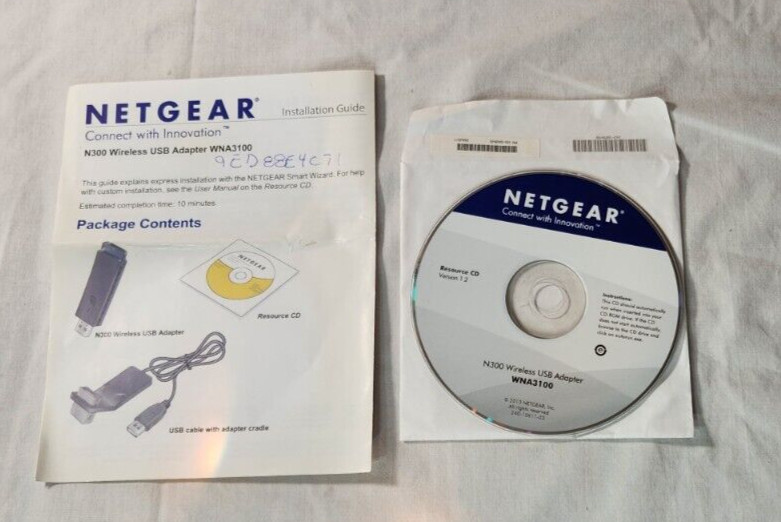 NETGEAR N300 WiFi USB Adapter WNA3100 Resource CD Version 1.2