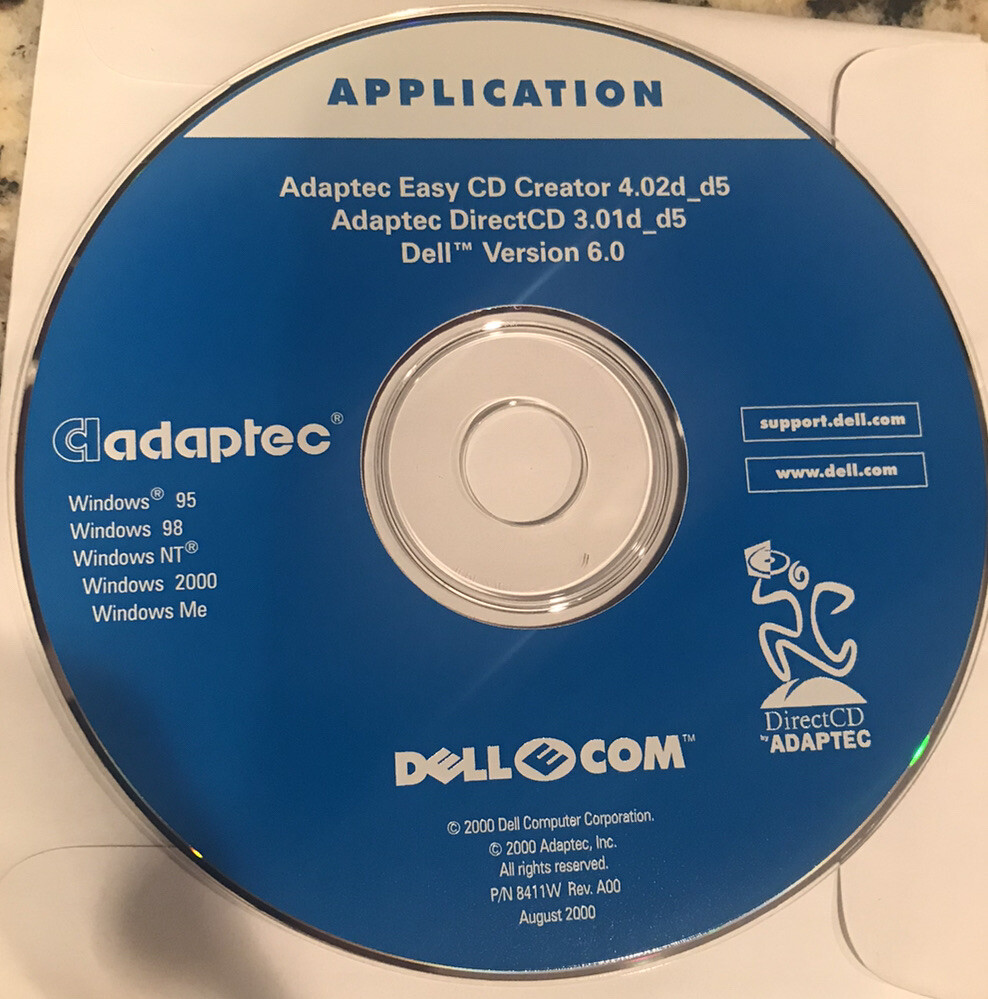 Dell application ADAPTEC Easy CD Creator 4.02d_D5 DirectCD 3.01d_D5 Version 6