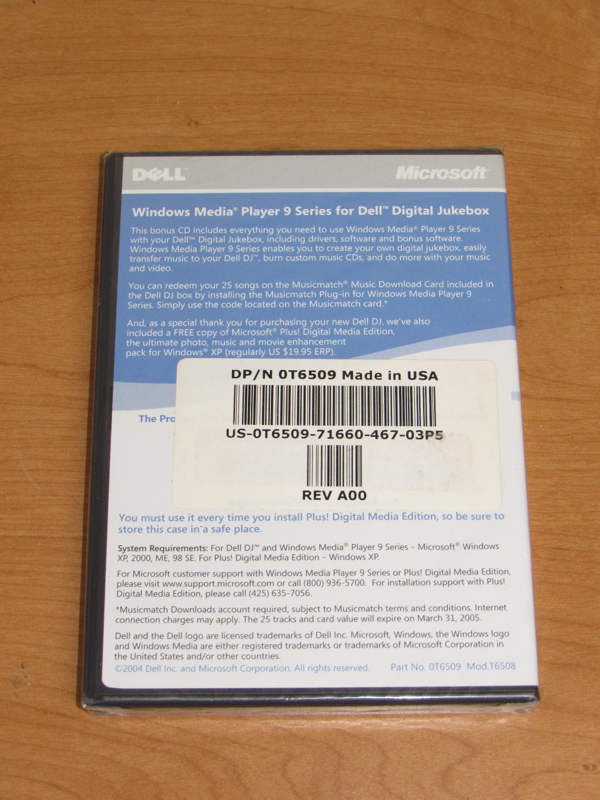 Windows Media Player 9 Series for Dell Digital Jukebox CD-ROM T6509 – New Sealed