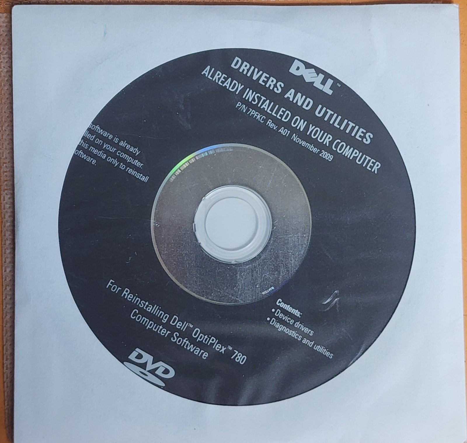 Dell Factory Restore Media – Drivers & Utilities – Resource Media DVD CD Disc