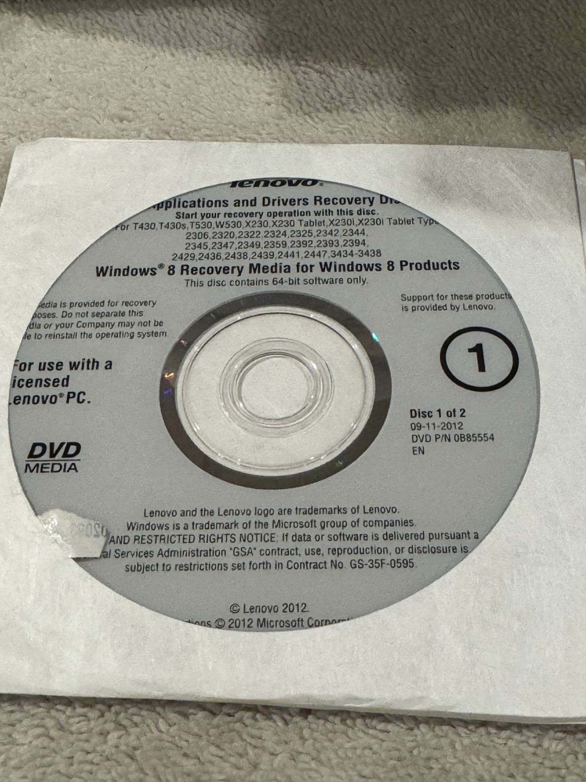 Lenovo Apps & Drivers Windows 8 Recovery – 2 DISCS VERY GOOD CONDITION!!!