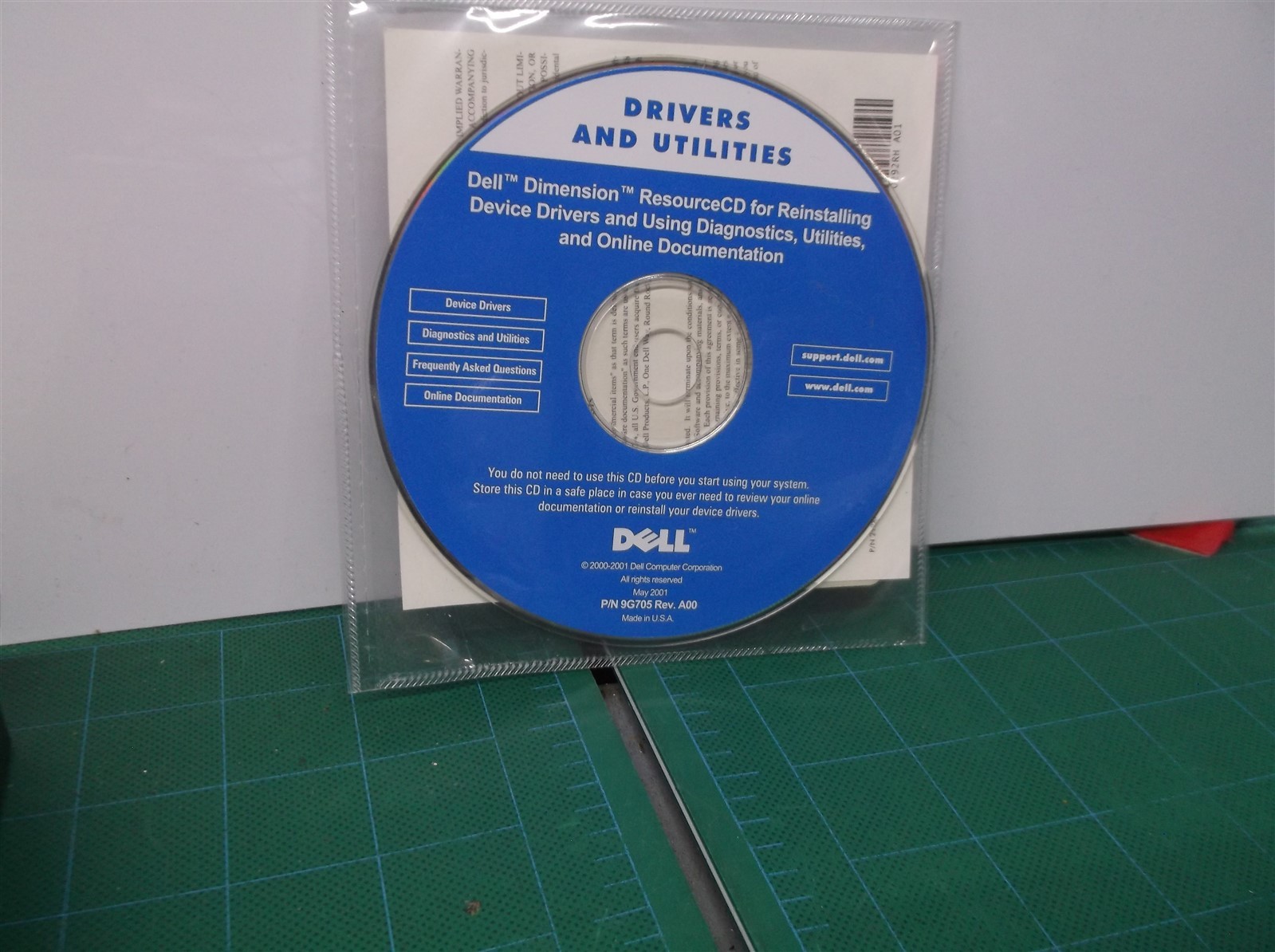 Dell Dimension Resource CD Reinstallation 2002 Drivers Diagnostics 9G705