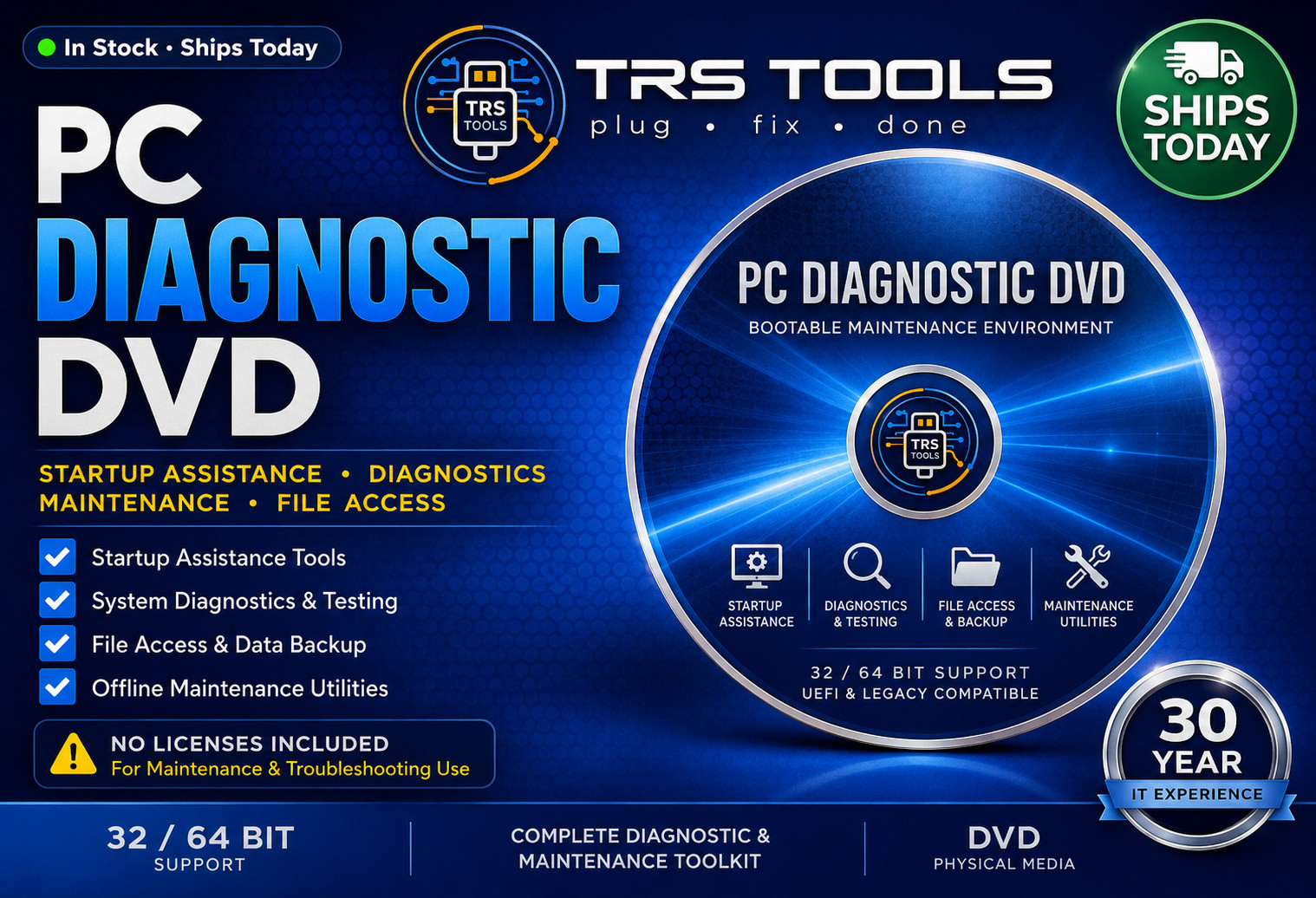 Windows-Compatible Bootable DVD Toolkit – Startup & Diagnostic Media | 32/64 Bit