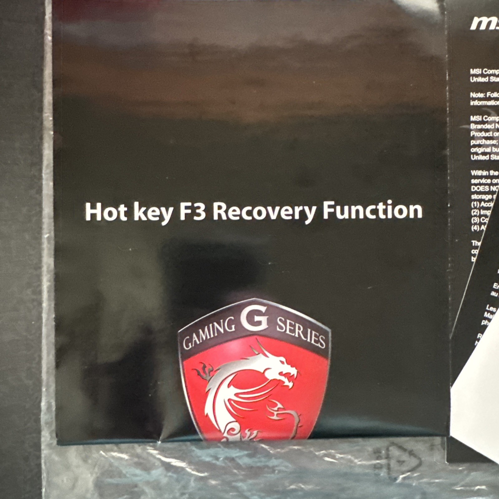 MSI NOTEBOOK MS-1722 USER MANUAL UTILITIES DRIVER CD $ F3 Hot Key Recovery